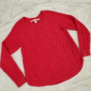 Red cable knit sweater